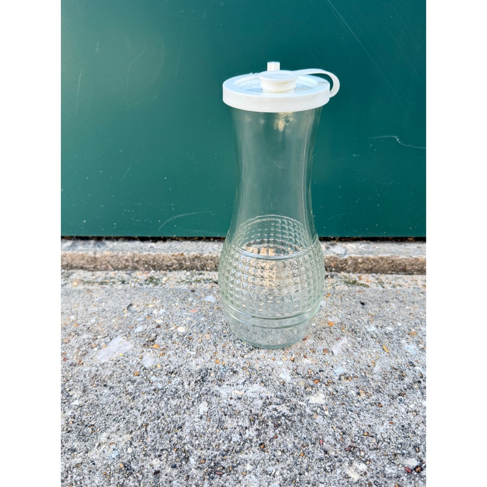 Vintage Good Seasons Glass Salad Dressing Cruet Shaker Hourglass Diamond Pattern